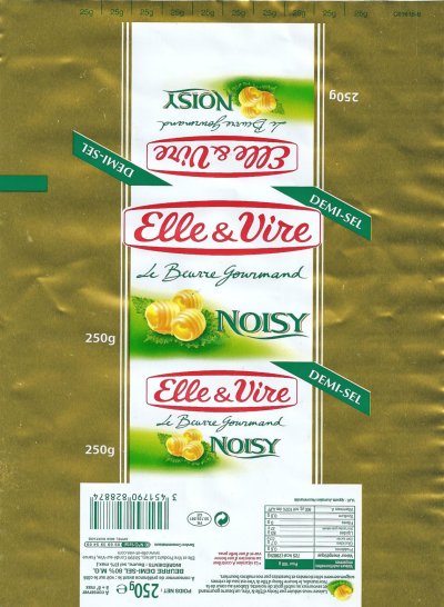 Elle & Vire le beurre gourmand demi-sel 250g FR 50.139.001 CE Normandie France