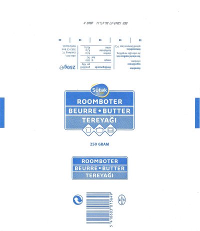Sütak boter roomboter beurre butter terayagi 250g gram BE CO 122-1 CE Belgique exportation