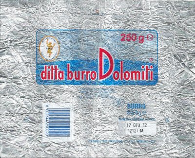 Ditta burro Dolomiti mercurio d'oro 1965 oscar del commercio 250g It 08 9 CE Italie