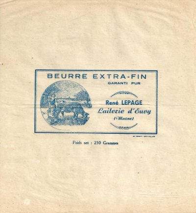 Beurre extra-fin garanti pur René Lepage laiterie d'Euvy Marne 250g Champagne-Ardenne France