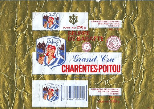 Grand cru Charentes-Poitou  beurre de baratte 250g n° 2298 Poitou-Charentes France