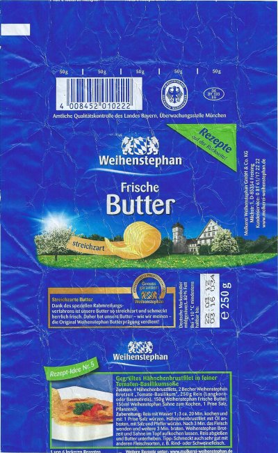 Weihenstephan frische butter 250g rezepte idee nr. 5 DE BY 103 EG Bavière Allemagne