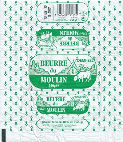 Beurre du Moulin demi-sel 250g FR 44.187.001 CE Pays de Loire France