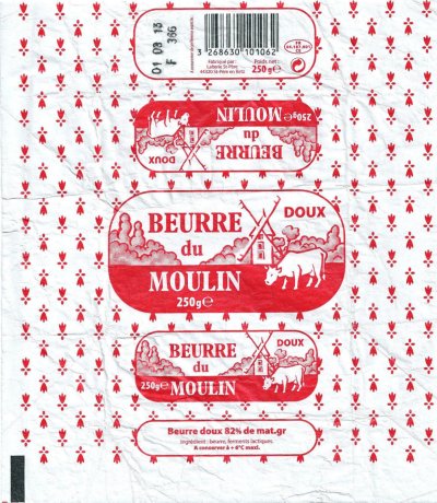 Beurre du moulin doux 250g FR 44.187.001 CE Pays de Loire France
