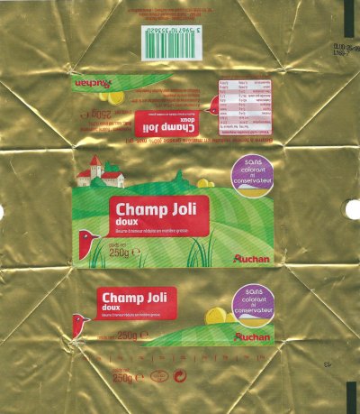 Auchan Champ Joli doux sans colorant ni conservateur 250g BE CO 437 CE France