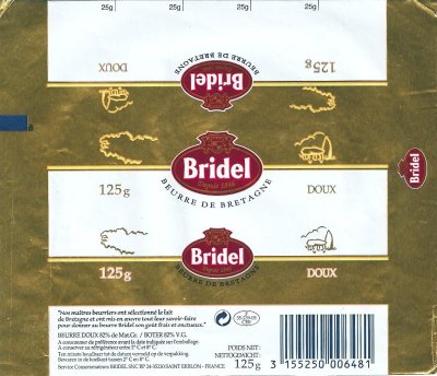 Bridel beurre de Bretagne doux 125g F 35.239.05 CEE France