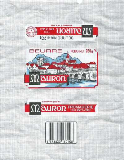 Beurre Mauron fromagerie 70100 Gray la Ville 250g Franche-Comté France