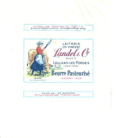 Beurre pasteurisé Landel & Cie laiterie Ch. Vincent Loulans-les-Forges Haute-Saône 125g Franche-Comté France
