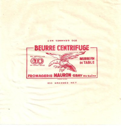 Beurre centrifuge beurre fin de table fromagerie Mauron Gray Hte Saône 50 médailles or argent bronze 250g Franche-Comté France
