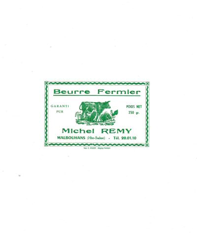 Beurre fermier garanti pur Michel remy Malbouhans Hte-Saône 250g Franche-Comté France