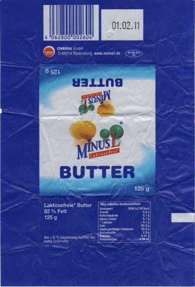 Minus l butter 125g DE BW 075 EG Bade-Wurtemberg Allemagne