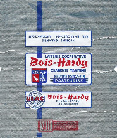 Bois-Hardy laiterie coopérative Charente Maritime beurre extra-fin pasteurisé ULAC 250g 2277 Poitou-Charentes France