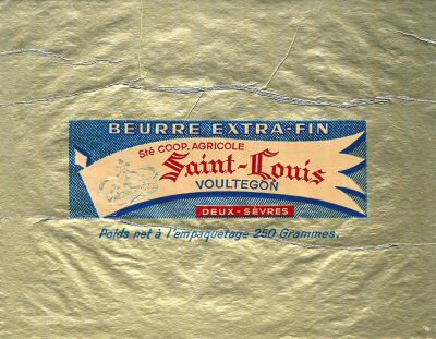 Beurre extra-fin sté coopérative agricole Saint-Louis Voulgeton Deux-Sèvres 250g Poitou-Charentes France