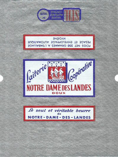 Laiterie coopérative Notre Dame des Landes doux le seul beurre véritable n° 1029 Pays de Loire France