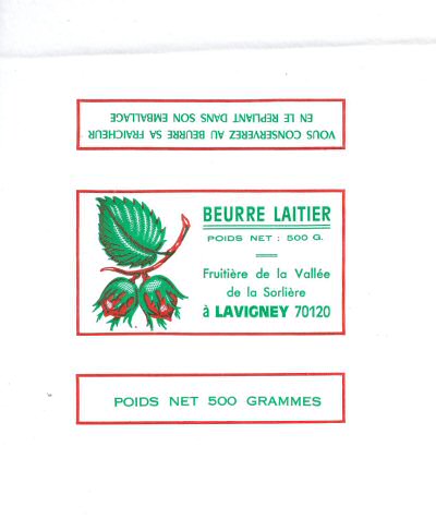 Beurre laitier fruitière de la Vallée de la Sorlière à Lavigney 70120 500g Franche-Comté France
