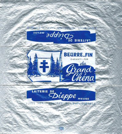 Beurre-fin garanti pur du grand chéna laiterie de Dieppe Meuse 250g Lorraine France