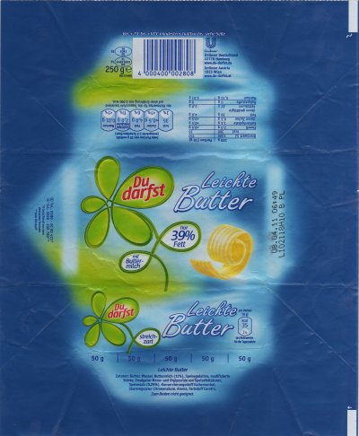 Unilever du darfst leichte butter nur 39% fett PL 24691603 WE Allemagne