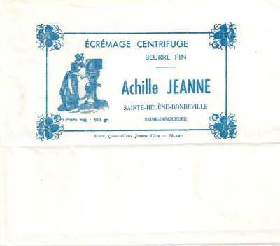 Achille Jeanne écrémage centrifuge beurre fin Sainte-Hélène-Bondeville Seine-Inférieure 500g Normandie France