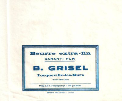 Beurre extra-fin garanti pur B. Grisel Tocqueville-les-Murs Seine-Maritime 500g Normandie France