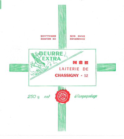 Beurre extra Née laiterie de Chassigny 52 garanti pur 250g Champagne-Ardenne France