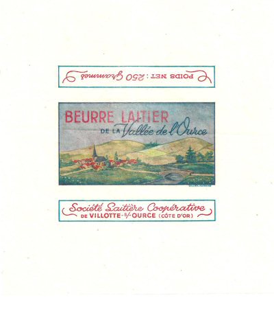 Beurre laitier de la vallée de l'Ource société laitière coopérative de Vilotte-s/-Ource Côte d'Or 250g Bourgogne France