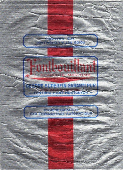 Fontbouillant Charente-Maritime beurre superfin garanti pur P. Brusley M. Colombel Montguyon 125g Poitou-Charentes France