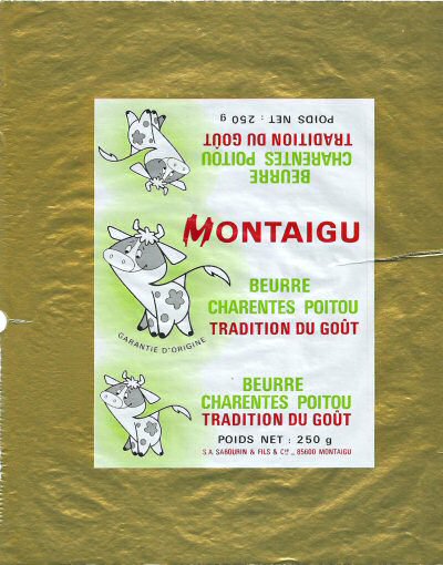 Montaigu beurre Charentes Poitou tradition du goût Sabourin & fils 85600 Montaigu 250g Pays de Loire France