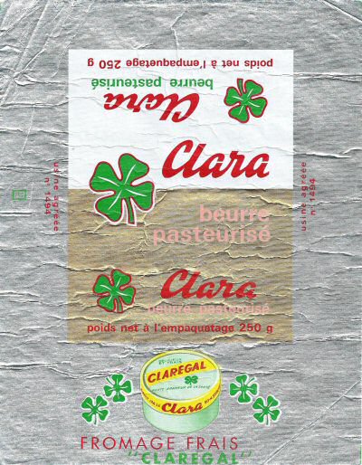 Clara beurre pasteurisé fromage frais claregal 250g usine n° 1494 France