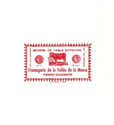 Fromagerie de la vallée de la Meuse Pierrot-Gauchotte beurre de table extra-fin 1927 or 1928 argent 250g Lorraine France