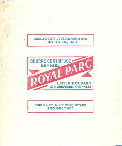 Royal parc beurre centrifuge demi-sel laiterie du parc St Pierre-Montlimart M & L 250g Pays de Loire France