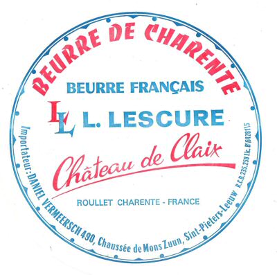 LL L. Lescure beurre de Charente beurre français château de Claix Roullet Charente - France 