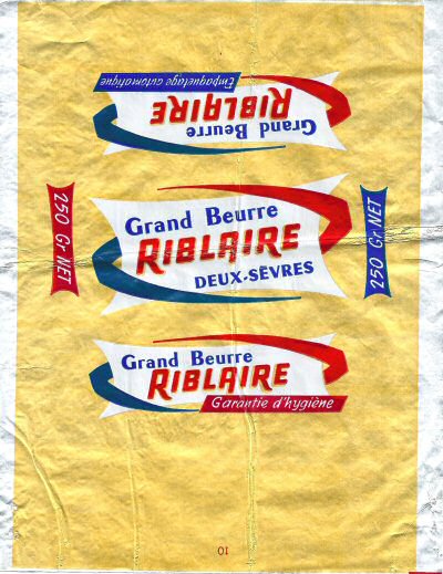 Riblaire grand beurre Deux-Sèvres garantie d'hygiène 250g Poitou-Charentes France
