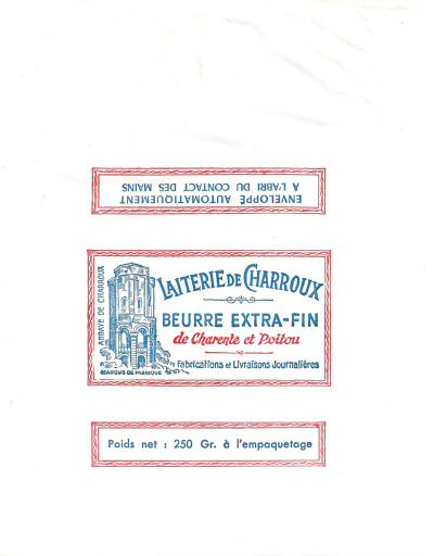 Laiterie de Charroux abbaye de Charroux beurre extra-fin de Charente et Poitou fabrications et livraisons journalières 250g Poitou-Charentes France
