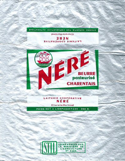Néré laiterie coopérative Néré beurre pasteurisé charentais Charente-Maritime 250g usine agréée n° 2283 Poitou-Charentes France