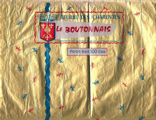 Le Boutonnais beurre des Charentes union coop. laitière Charente Boutonne Chte-Mme 500g Poitou-Charentes France