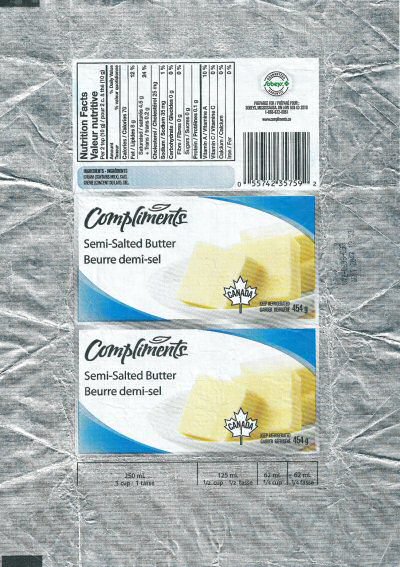 Compliments semi-salted butter beurre demi-sel 454g Canada 