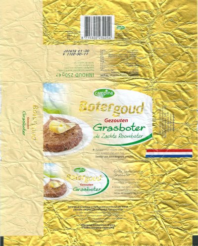 campina botergoud gezouten grasboter de zachte roomboter 250g NL Z 0161 EG Pays-Bas