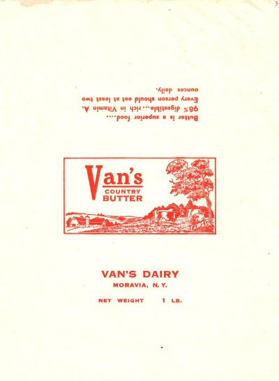 Van s country butter Van s dairy Moravia N. Y. Etats-Unis