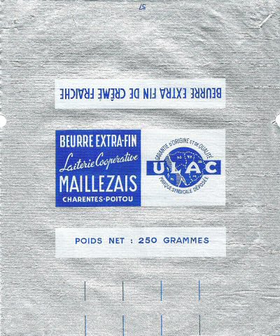 Maillezais laiterie coopérative beurre extra fin de crème fraîche ULAC Charentes-Poitou 250g Pays de Loire France