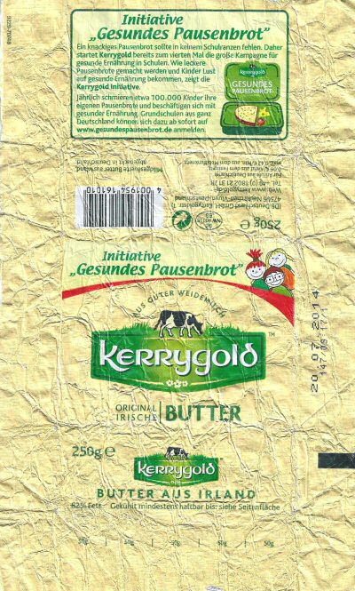 Kerryglod original irish butter butter aus irland 250g initiative gesundes pausenbrot DE NW 40015 EG Rhénanie du Nord-Westphalie Allemagne