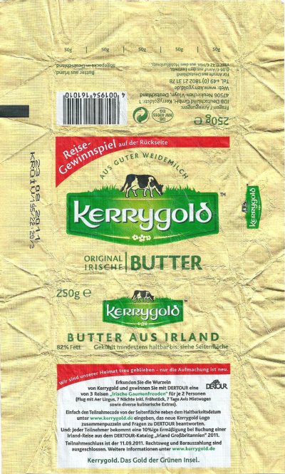 Kerrygold original irische butter butter aus Irland reise-gewinnspiel aus der rückseite 250g DE NW 40015 EG Rhénanie du nord - Westphalie Allemagne