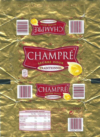 Champré beurre doux traditionnel crèmes ferments lactiques 250g FR 63.113.051 CE ou FR 29.232.091 CE France