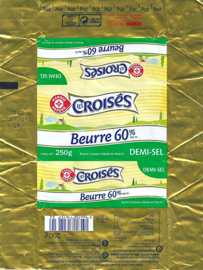 Les croisés beurre 60% demi-sel 250g FR 95.351.01 CE Île de France