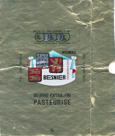 Besnier beurre extra-fin pasteurisé gastronomique 15g usine agréée 1065 Pays de Loire France