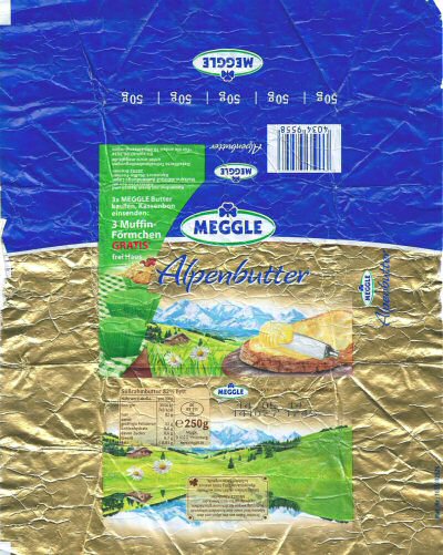 Meggle Alpenbutter 3 muffin-förmchen gratis 250g DE BY 111 EG Bavière Allemagne