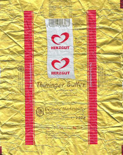 Herzgut Thüringer butter deutsche markenbutter 250g DE TH 603 EG Thuringe Allemagne
