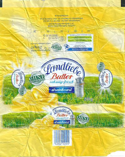 Landliebe butter rahmig-frisch streichzart ohne gentechnik 250g NL Z 0611 EG Allemagne