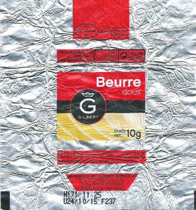 G Gilbert beurre doux 10g FR 29.156.090 CE Bretagne France