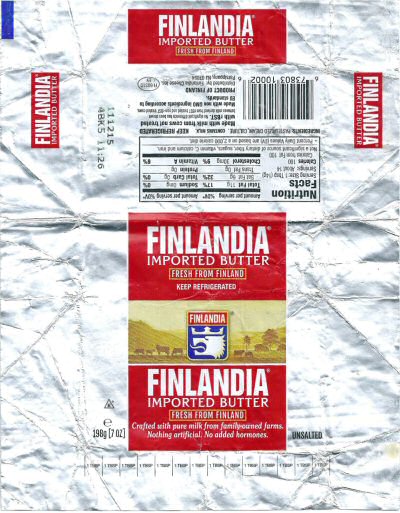 finlandia imported butter fresh from Finland unsalted 198g 7 oz FI 60310 EY Etats-Unis