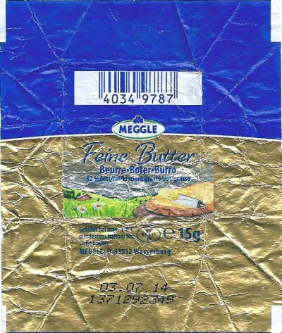 Meggle feine butter beurre boter burro 10g DE BY 111 EG Allemagne exportation